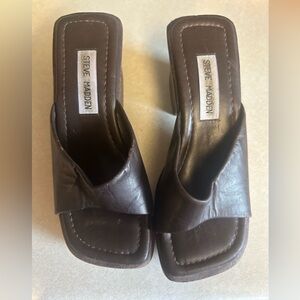 Vintage Steve Madden Dark Brown Leather Mules